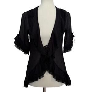 Charo Ruiz Tie Front Lace Trim Top / Cover Up